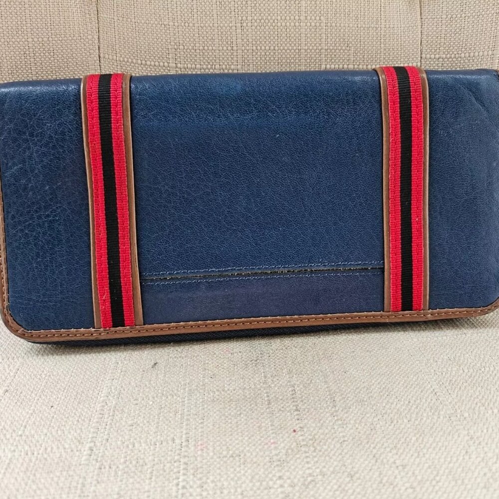 Samantha Thavasa Petit Choice Wallet Clutch Blue Card Holder Purse Zip Around - Picture 3 of 10